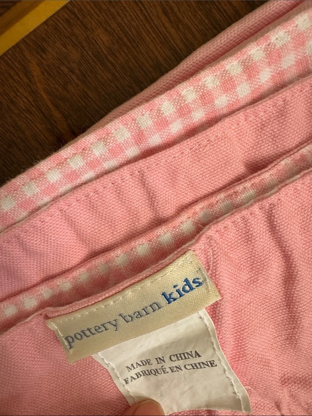 Pottery Barn Kids Pink Gingham-Trim Party tablecloth